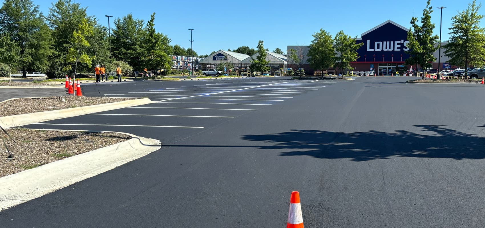 Completed mill and pave at a Lowe's parking lot in Greensboro NC