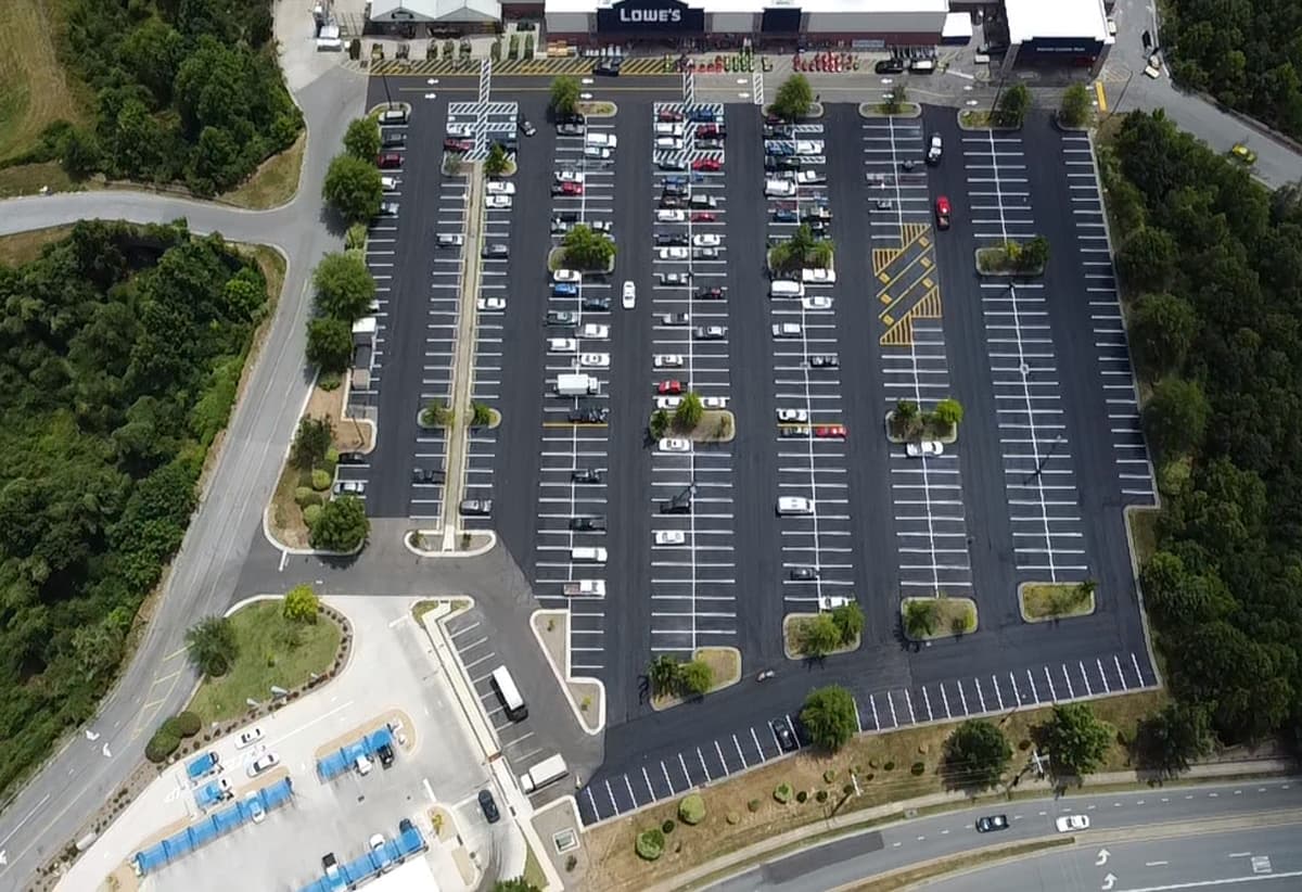 Order pickup bays marked out beside the building