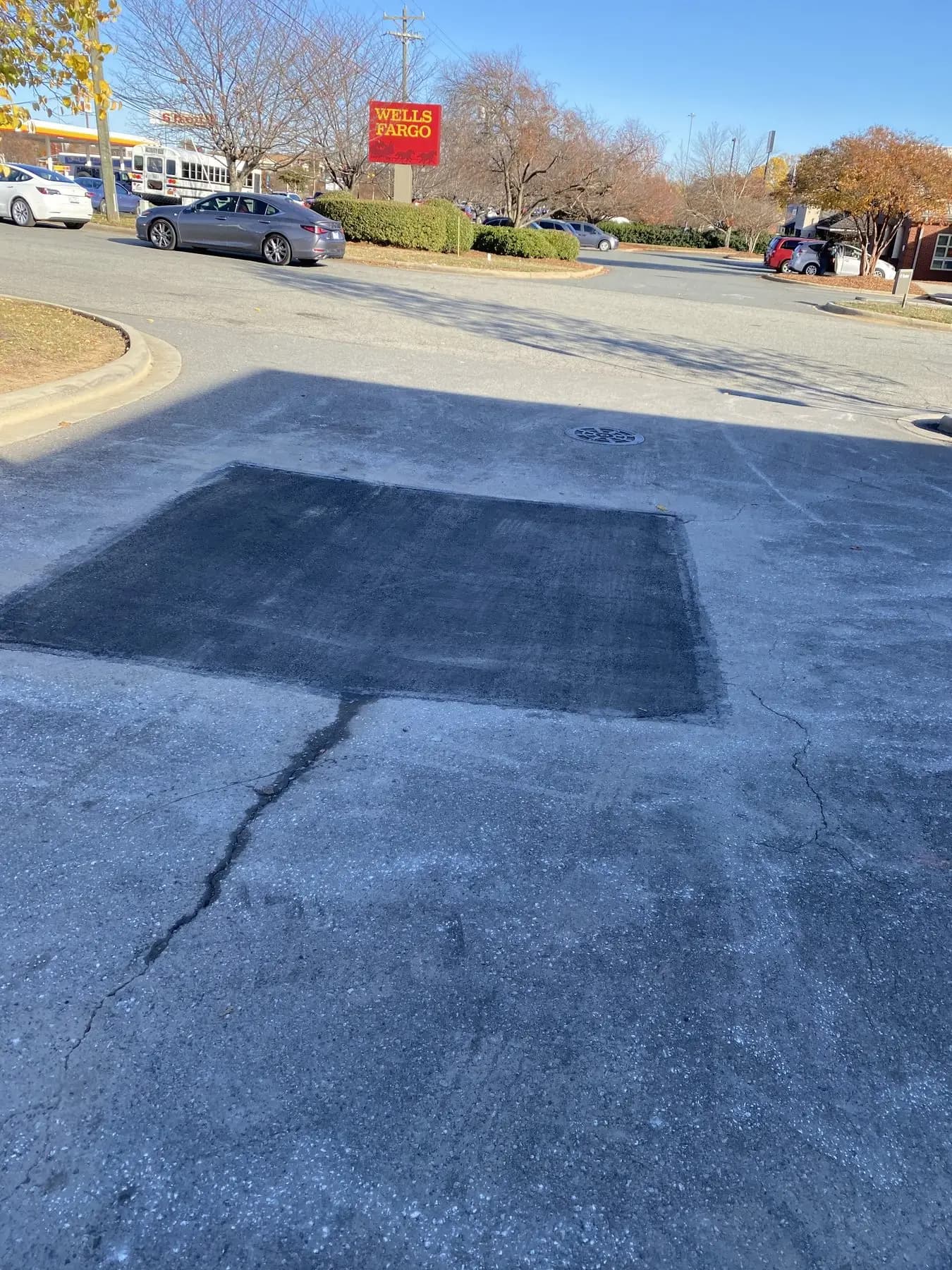 Asphalt patch repair at the Wells Fargo site