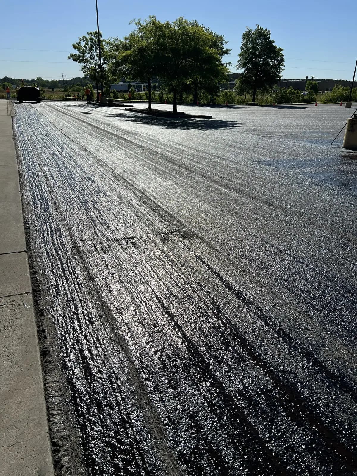 Freshly milled asphalt surface ready for the new overlay